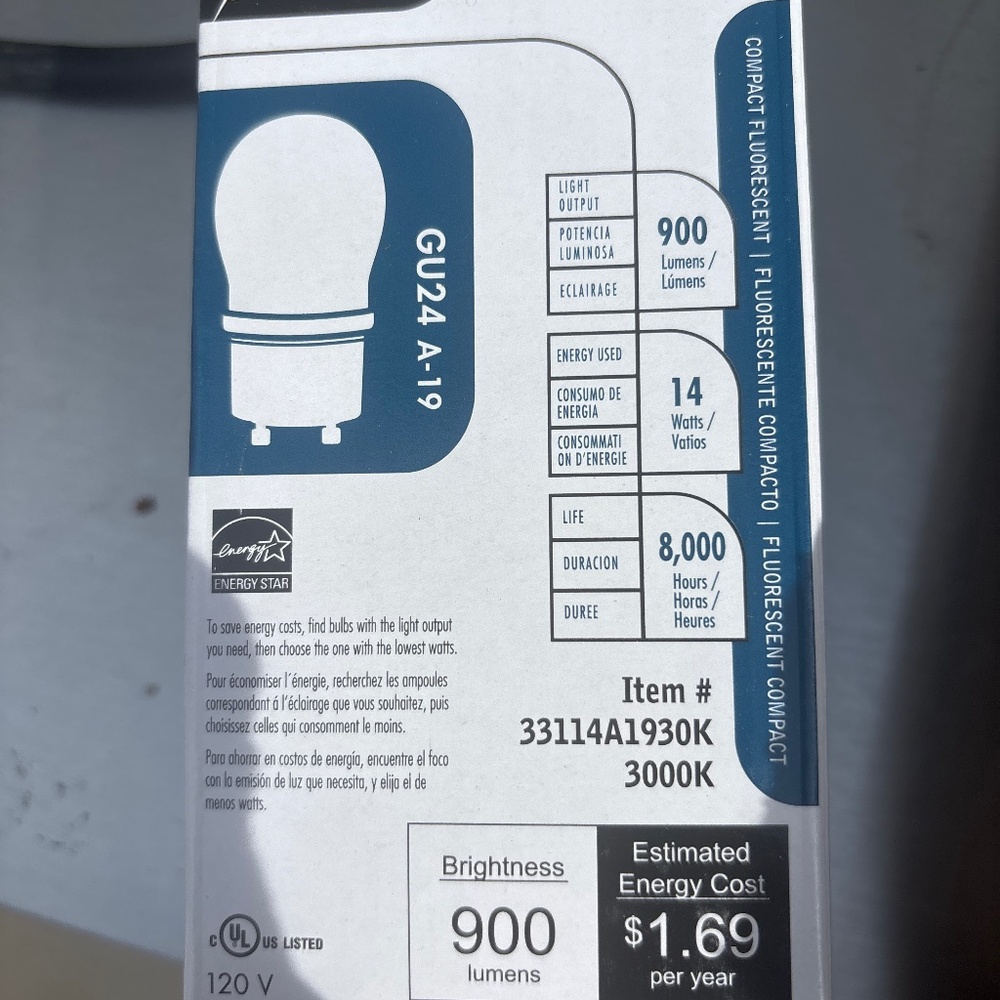 GU24 A-19 900 Lumens Light bulbs